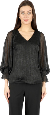 Fuegobella Party Self Design Women Black Top