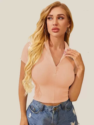 OWN FASHION CLASSIC Casual Solid Women Pink Top
