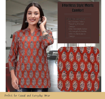 COZKE ENTERPRISE Casual Printed Women Orange Top