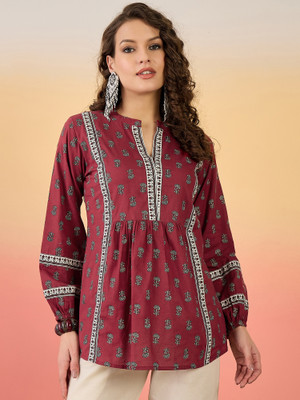 Sangria Casual Ethnic Motifs, Printed Women Maroon Top