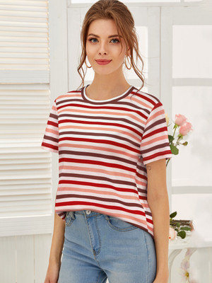 CILIMILI Casual Printed Women Red Top