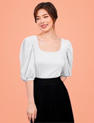 Maheshvi Casual Solid Women White Top
