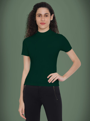 Kashonaa Casual Solid Women Dark Green Top
