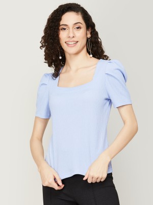 CODE by Lifestyle Casual Solid Women Blue Top