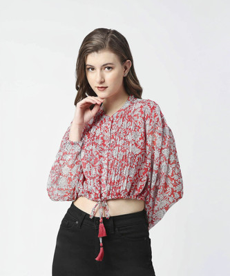 Pepe Jeans Casual Floral Print Women Red Top