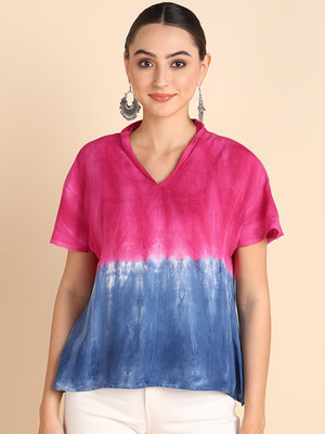METRONAUT Casual Tie & Dye Women Red Top