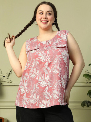 CLOCHOICE Casual Floral Print Women Pink Top