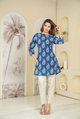 cnsfashions Casual Printed Women Blue Top