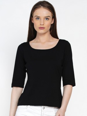 ETICO Casual Solid Women Black Top