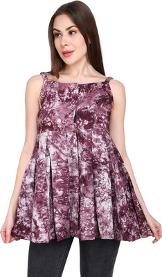 Chandwasia Casual Printed Women Purple, White Top