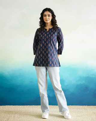 Sanskrutihomes Casual Ethnic Motifs Women Blue Top