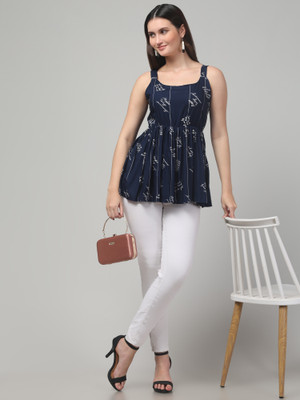 clobug Casual Floral Print Women Multicolor Top
