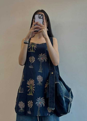 Vrishabhanulali Casual Printed Women Blue Top