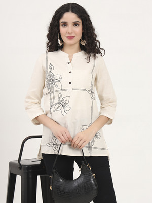DIVENA Casual Printed Women White Top