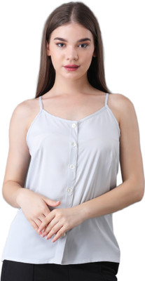 NAVRAAH Casual Solid Women Grey Top