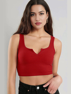 CotiQ Casual Solid Women Red Top