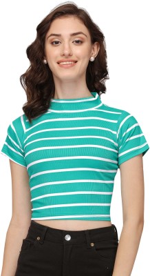 NiloBerry Casual Striped Women Light Green Top