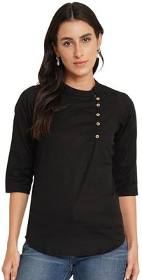 Ethic Glance Party Embroidered Women Black Top