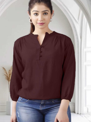 Himanc Enterprises Casual Solid Women Brown Top