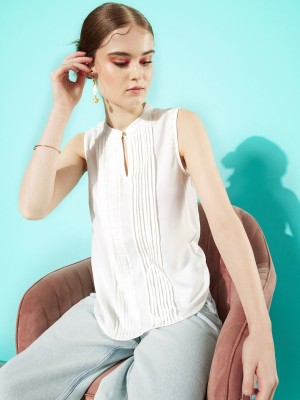 her by invictus Casual Solid Women White Top