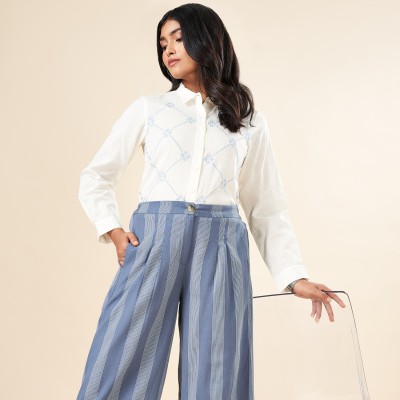 Akkriti by Pantaloons Casual Self Design Women White Top