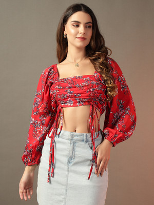 METRONAUT Casual Floral Print Women Red Top