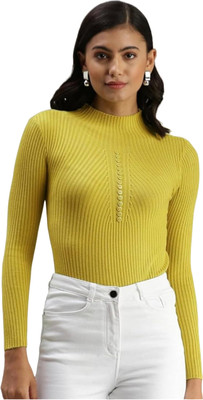 mystify Casual Self Design Women Yellow Top