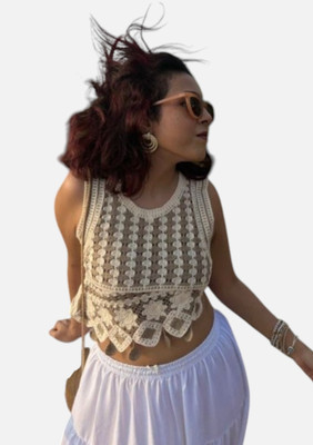 Laxmi Empire Casual Self Design Women White Top