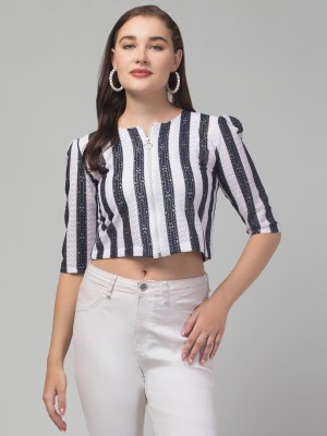 Rayware Casual Striped Women Blue, White Top