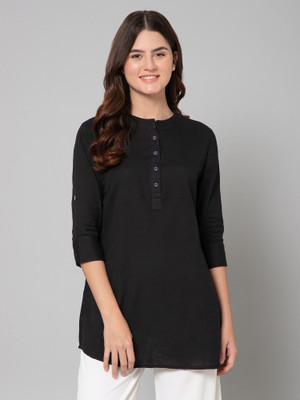 Moda Rapido Formal Solid Women Black Top
