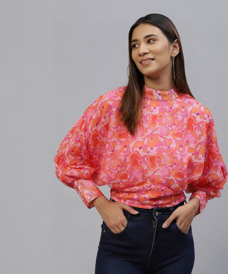 PLUSS Casual Printed Women Pink Top