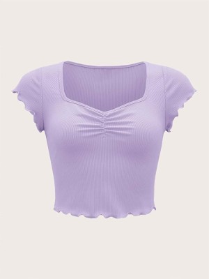 LLL FASHION Casual Solid Women Purple Top