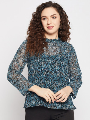 Serein Casual 3/4 Sleeve Printed Women Green, Black, Beige Top