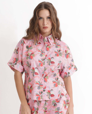 RAREISM Women Floral Print Party Pink Shirt