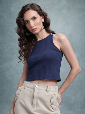 Roadster Casual Solid Women Blue Top