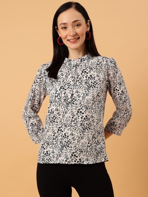 Neesh Casual Printed Women Beige, Black Top