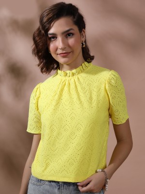 KETCH Casual Self Design Women Yellow Top