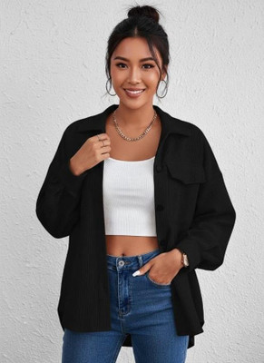 Leriya Fashion Casual Self Design Women Black Top