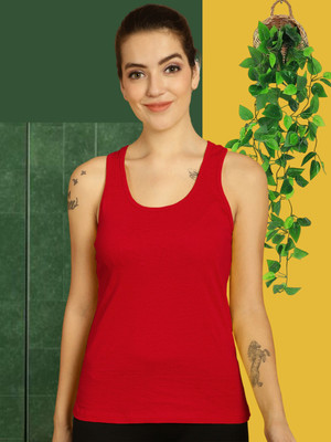 FBAR Casual Solid Women Red Top