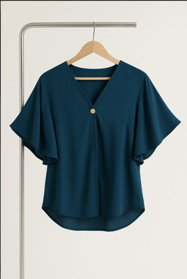 CornHubb Casual Solid Women Light Green Top