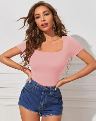 Npc Casual Solid Women Pink Top