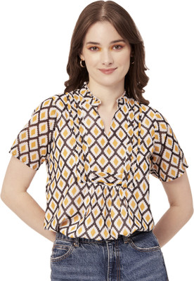 moomaya Casual Printed Women Yellow Top