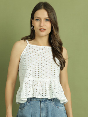 La Zoire Party Self Design Women White Top