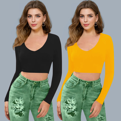 Kashonaa Casual Solid Women Yellow Top