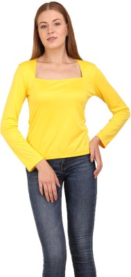 THE BLAZZE Casual Solid Women Yellow Top