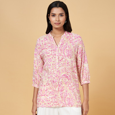 Akkriti by Pantaloons Casual Printed Women Pink, Beige, White Top