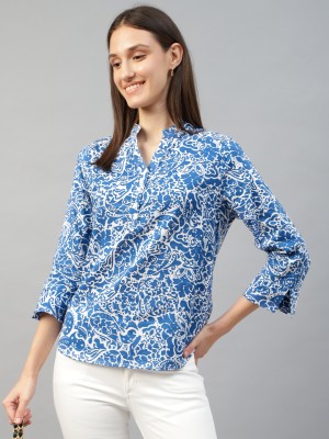 Hancock Formal Ethnic Motifs Women Blue Top