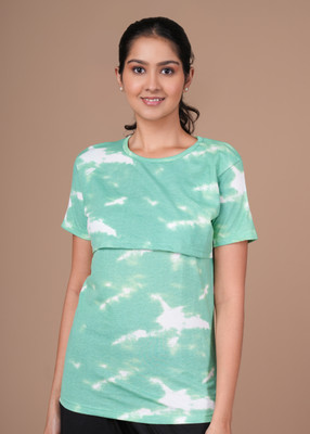 Mayaval Casual Printed Women Light Green, White Top