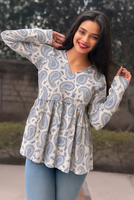 CLANGER Casual Printed Women Blue Top