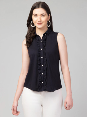 ritika enterprises Casual Solid Women Black Top